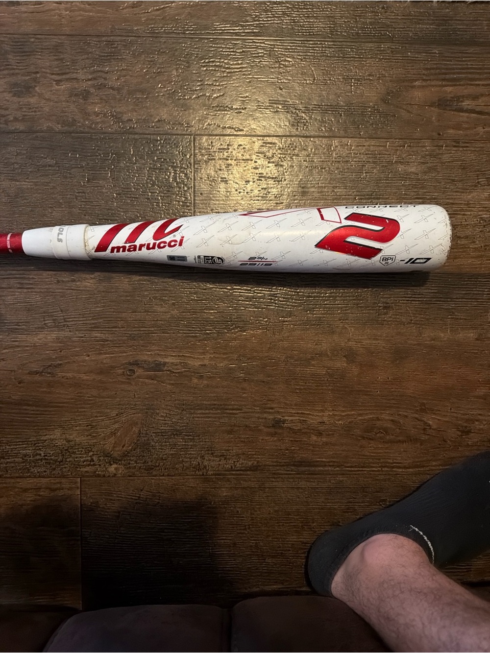 Marucci White & Red Baseball Bat
